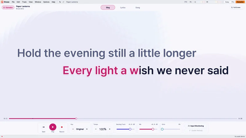 Karaoke mode in the light theme