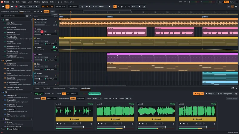 Loop station with four loops in sync