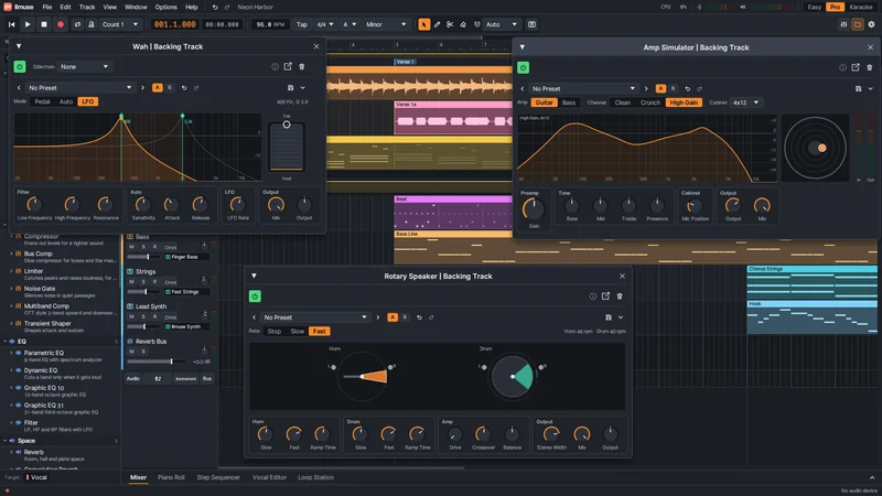Wah, Amp Simulator and Rotary Speaker editors